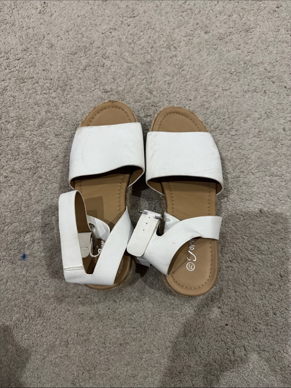 Women's White Ankle-Strap Slide Sandals with Wide Toe Band